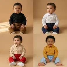 Conjunto Social Infantil Menino Bebê Manga Longa Body Calça Batizado Pajem Casamento Festa