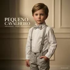 Conjunto Social 4 Peças Cinza Pajem Infantil 100% Algodão