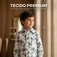 Camisa Social estampada Manga Longa Menino Kids 1 ao 8 Menino Masculino Algodão