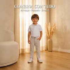 Calça Social Infantil Menino Bebê Bege Sarja Bolso Faca Pajem Casamento Batizado Festa 1 ao 16 Anos