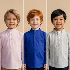 Camisa Bata Infantil Manga Longa Algodão Menino Batizado Casamento Pajem Festa Gola Padre Premium