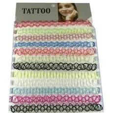 Kit 12 Colares Gargantilha Coleira Choker Tattoo (1 carteira)