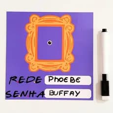 Lousa Magnética p/ Anotar Rede e Senha Wi-Fi – Roxo com Amarelo - Ímã de Geladeira
