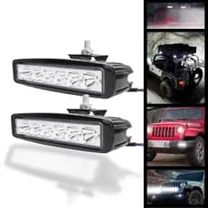 Par Farol Milha Auxiliar Barra Universal LUZ FORTE ,6 Leds 18w 12v A prova d'água Off Road Moto Carro Caminhão suv