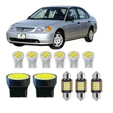 KIT Lâmpada Led Honda Civic 2001 a 2013 ( Porta Luvas Porta Malas Placa Farolete Ré Teto) T10 T20 Torpedo 31mm