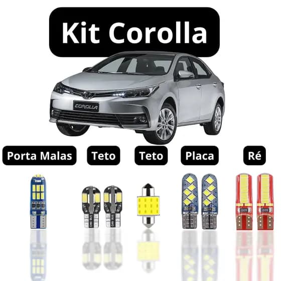KIT Lâmpada Led (Teto Porta Malas Ré Placa) Toyota Corolla 2008 2009 2010 2011 2012 2013 2014 2015 2016 2017 2018 2019