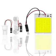 Kit Placa 48 Leds Cob T10 Torpedo 12v 10w Luz Interna  teto leitura fita dupla face painel interior carro caminhão mala