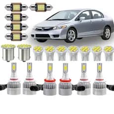 KIT Lâmpada Led Completo Honda Civic 2007 a 2011 ( Farol Alto Baixo Milha Porta Luvas Malas Placa Farolete Ré Teto porta