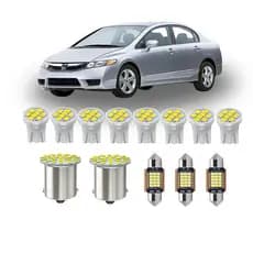 KIT Lâmpada led Honda Civic New civic 2007 a 2011 ( Porta Luvas Porta Malas Placa Cortesia Farolete Ré Teto)T10 1 Polo