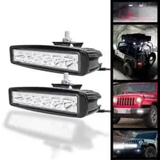 Par Farol de Milha Auxiliar Barra Universal Carro 6 Leds 18w 12v 6000k A prova d'água Off Road Moto Carro Caminhão suv