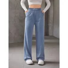 REF: ADD8949 - Calça de moletom feminina casual de corte reto com cós elástico e botões decorativos na cintura. Levement