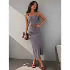 REF：Y495-Terno de verão feminino, temperamento de nicho europeu e americano de alta qualidade