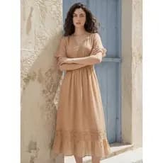 REF: N0428 - Vestido feminino de manga curta com decote em V