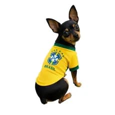 Roupa pet camisa de time Brasil copa para pincher e filhotes