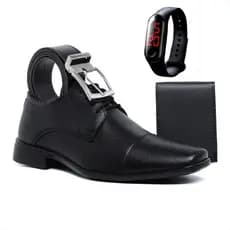Kit Sapato Social Masculino Oxford Elegante de Amarrar Confortável com Relógio Carteira e Cinto Exclusivo
