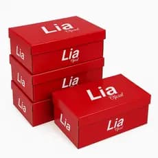 Caixa de Sapato Vermelha Lia Oficial Kit 5 Unidades Papelão Reforçado 28,5x18x9,5cm Com Folha Seda