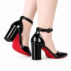 Scarpin Feminino Social Salto Grosso Fivela Encapada Camurça Moda Elegancia
