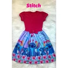 Vestido infantil menina personagem festa passeio.Vestido stich moana  alerquina