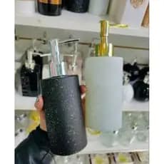 Porta Sabonete líquido de vidro marmorizado. Dispenser para banheiro lavabo.