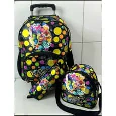 Kit escolar Ðivertidamente , ENVIO IMEDIATO.  Mochila infantil costas e rodinha e  personagens. s