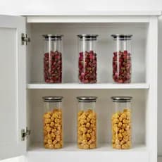 Kit de  Potes Herméticos 650ml de Vidro Com Tampa Inox Cozinha Organização