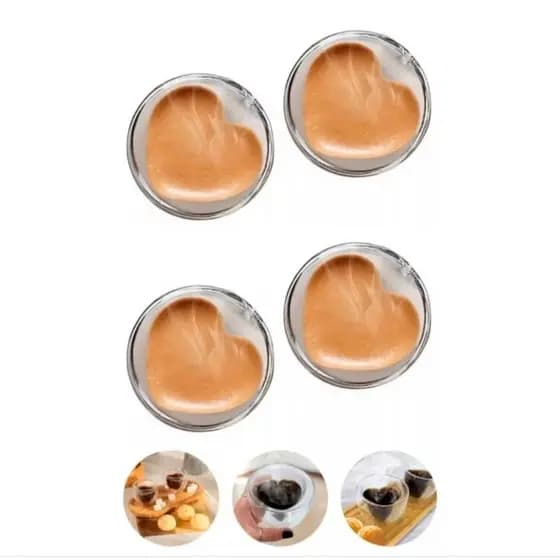 Jogo de 4 Xícaras de Coração 80ml Parede Dupla Cantinho do Café Jogo De Xícaras Vidro Transparente