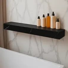 Prateleira Porcelanato Calacata Black Banheiro Decoração 75x15x06