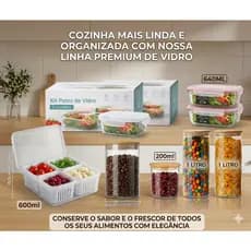 Kit de Potes de Vidro e Organizadores de Cozinha
