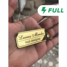 Broche alfinete POP acrílico dourado Personalizado com nome + Profissão ENVIO IMEDIATO