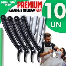 Kit 10 Navalhete Navalha Barbeador Profissional Barbearia Barba Cabelo Acabamento Barbear Navalhas