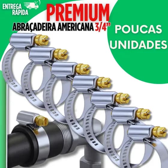 Abraçadeira Americana 13 -19mm 3/4 Inox Mangueira Gás e Jardim Premium Utilidades Qualidade