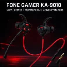 Fone Gamer KA-9010 Com Microfone Som Potente, Graves Profundos Design Esportivo Fone para Jogos
