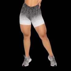 Short Fitness Feminino Dily Jacquard Degrade Preto e Branco Roupas para Academia Fabricação Própria