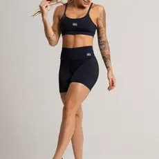 Conjunto Feminino Fitness Básico Poliamida Short e Top Preto