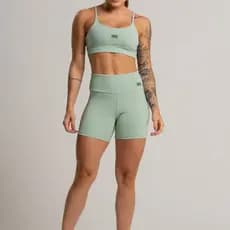 Conjunto Feminino Fitness Básico Poliamida Short e Top Verde Claro