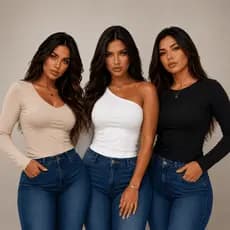 Kit 3 Blusa Manga Longa Feminina Segunda Pele Gola V + Gola Careca + Um Ombro Só Suplex Elegante