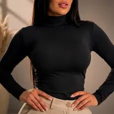 Blusa de Frio Cacharrel Manga Longa Gola Alta Feminina Suplex Premium Confortável Básica justa
