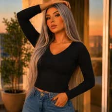 Blusa Feminina Manga Longa Decote V Suplex Elegante Premium segunda Pele