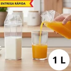 Kit 2 Garrafa Transparente Acrilico 1 Litro Leite Suco Bebidas
