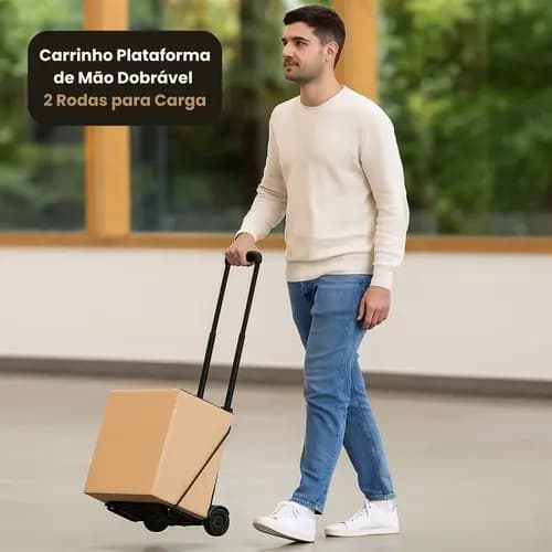 Carrinho De Carga Dobrável 2 Rodas Caixas Compras Empresa Mudanças