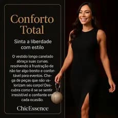 ChicEssence - Vestido longo Canelado com Fenda