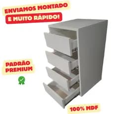 Mesa de Cabeceira Gaveteiro com 4 gavetas 100% MDF Vai Montado Para Escritório Quarto Cozinha Salão