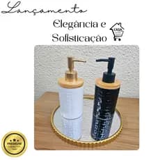 Dispenser Bambu Porcelana Porta Sabonete Liquido Banheiro Lavabo Cerâmica Toalete Casa Organizada