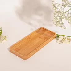 Bandeja 24x11cm Decorativa Aparador Bancada Bambu Natural Premium Original Multiuso Banheiro Cozinha