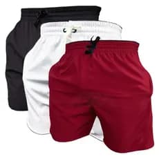 Kit 3 Shorts De Elastano de Treino Piscina Praia Corrida Bermuda Tactel Calção