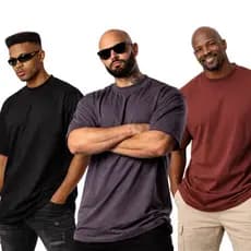 Camiseta Oversized Masculina Lisa Camisão de Algodão Gola de Ribana