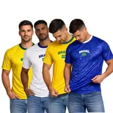 Camiseta Dry Fit Brasil Masculina Premium | Esportiva Academia Treino Respirável