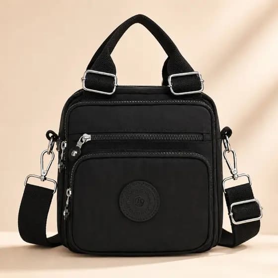Bolsa Feminina Transversal Mini Mochila Impermeável Nylon 5 Compartimentos Casual Trabalho 3 em 1