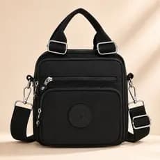 Bolsa Feminina Transversal Mini Mochila Impermeável Nylon 5 Compartimentos Casual Trabalho 3 em 1