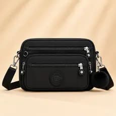 Bolsa Feminina Média Transversal Impermeável Nylon Casual 5 Compartimentos Trabalho Academia Passeio
